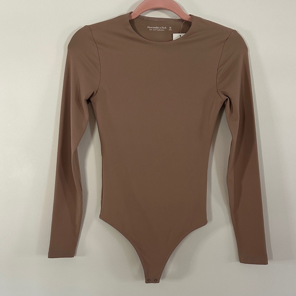 Abercrombie & Fitch Long Sleeve Bodysuit Soft A&F Collection Brown Tan NWT